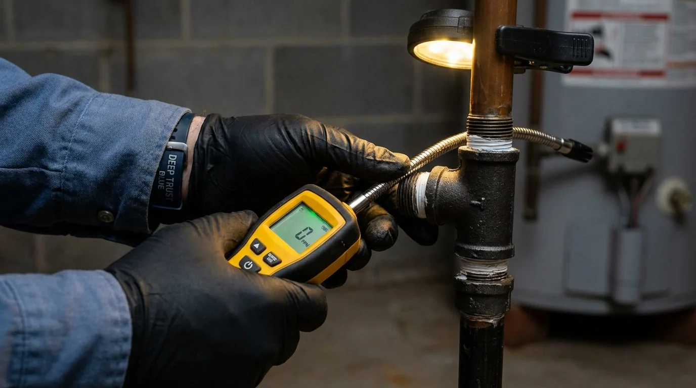 Gas leak detection with electronic sniffer by Johns Plumbing LLC in Edwardsburg