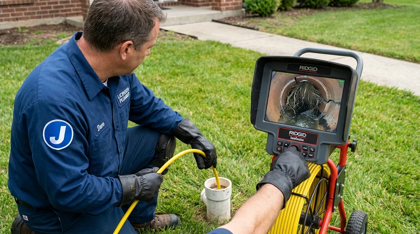 Sewer camera inspection being performed by Johns Plumbing LLC in Edwardsburg