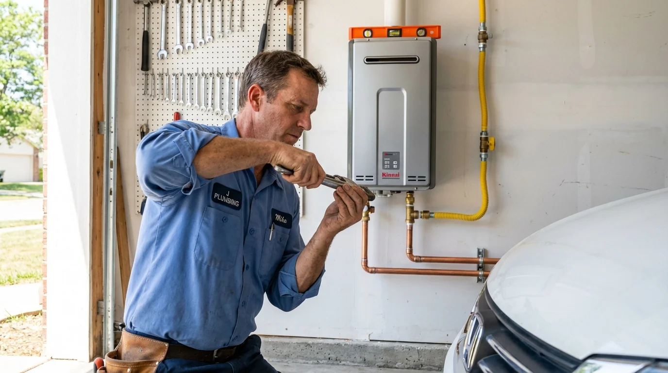 Tankless water heater installation by a Johns Plumbing LLC plumber in Edwardsburg